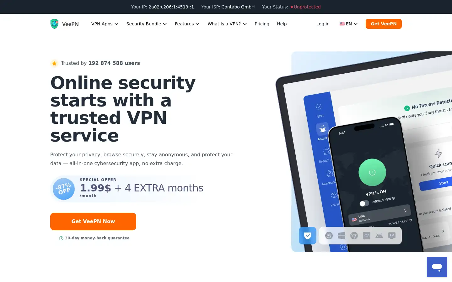 Screenshot of veepn.com
