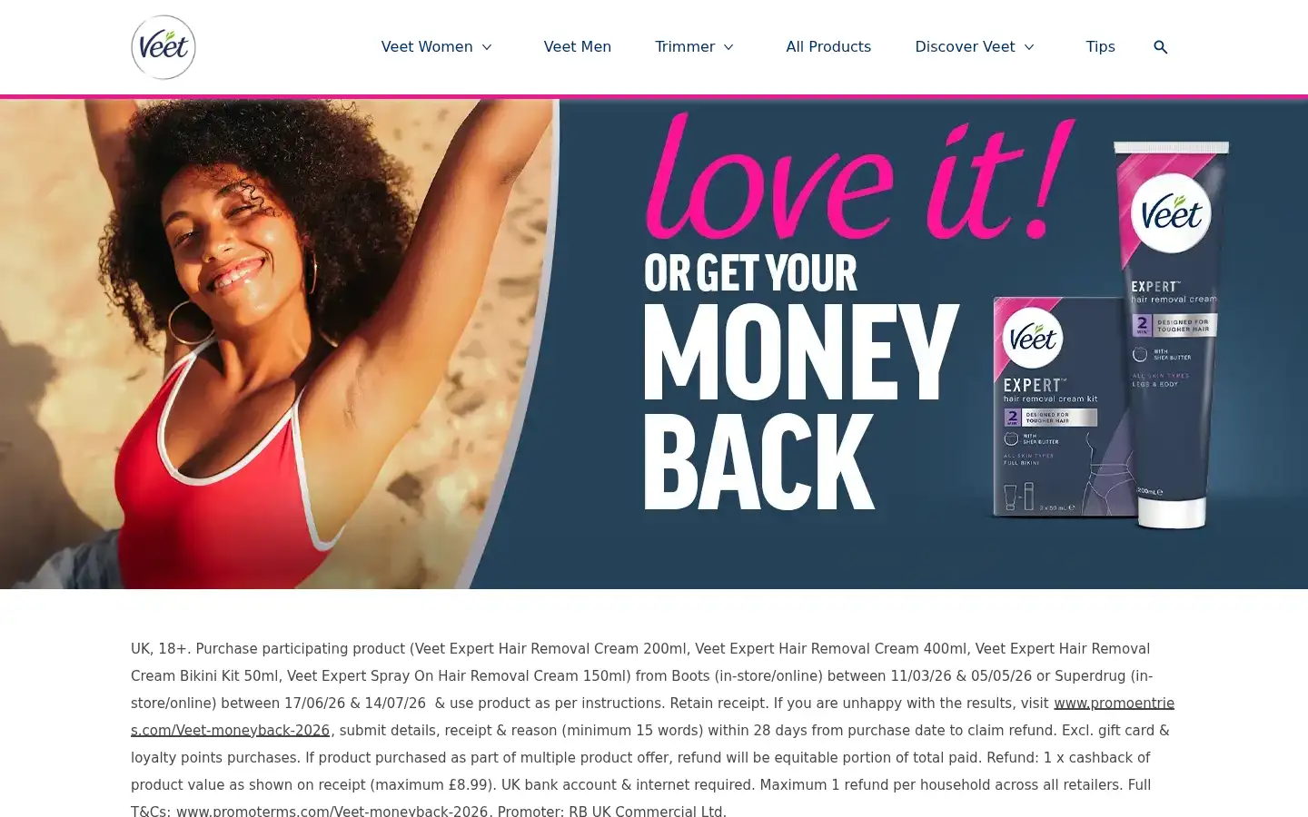 Screenshot of veet.co.uk