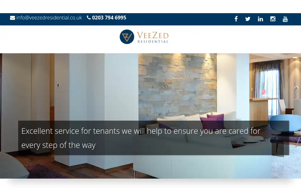 Screenshot of veezedresidential.co.uk