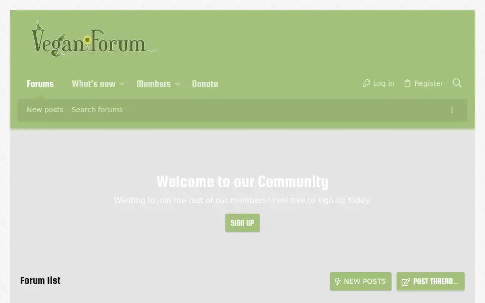Screenshot of veganforum.org