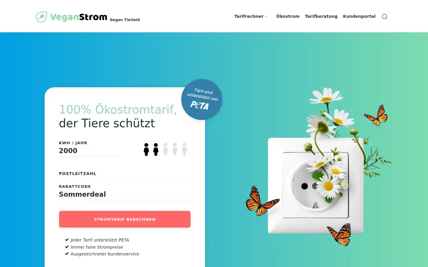 Screenshot of veganstrom.com