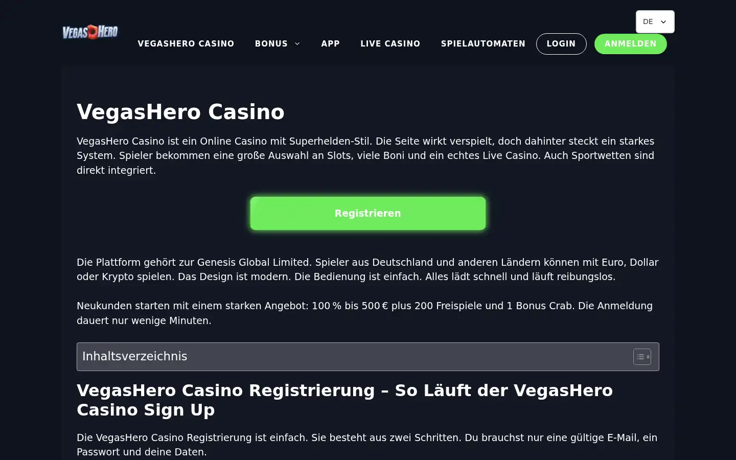 Screenshot of vegashero.app