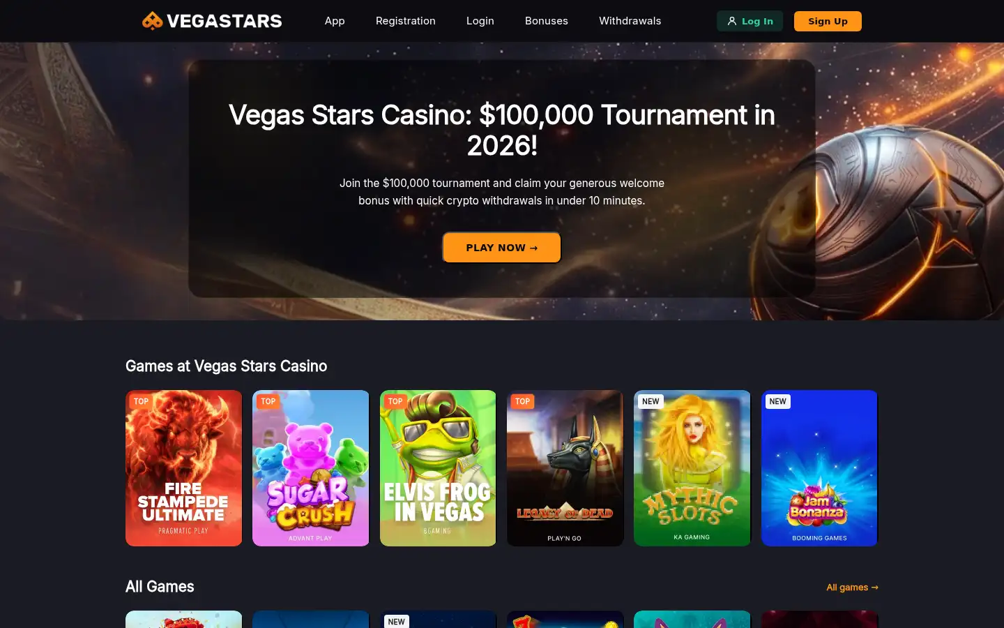 Screenshot of vegasstarscasino.com