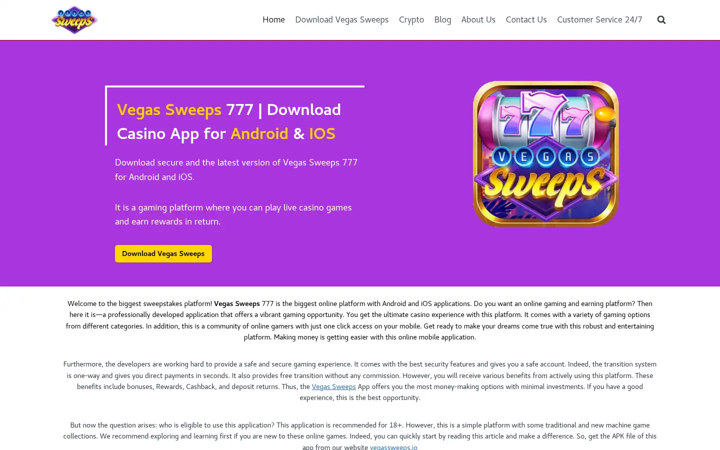 Screenshot of vegassweeps.io