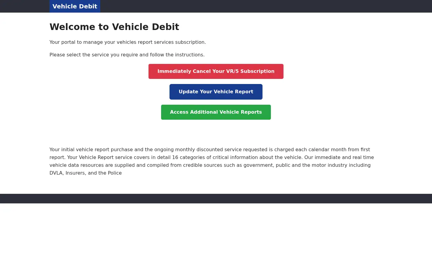 Screenshot of vehicledebit.co.uk