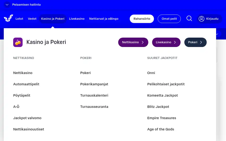 Screenshot of veikkaus.fi