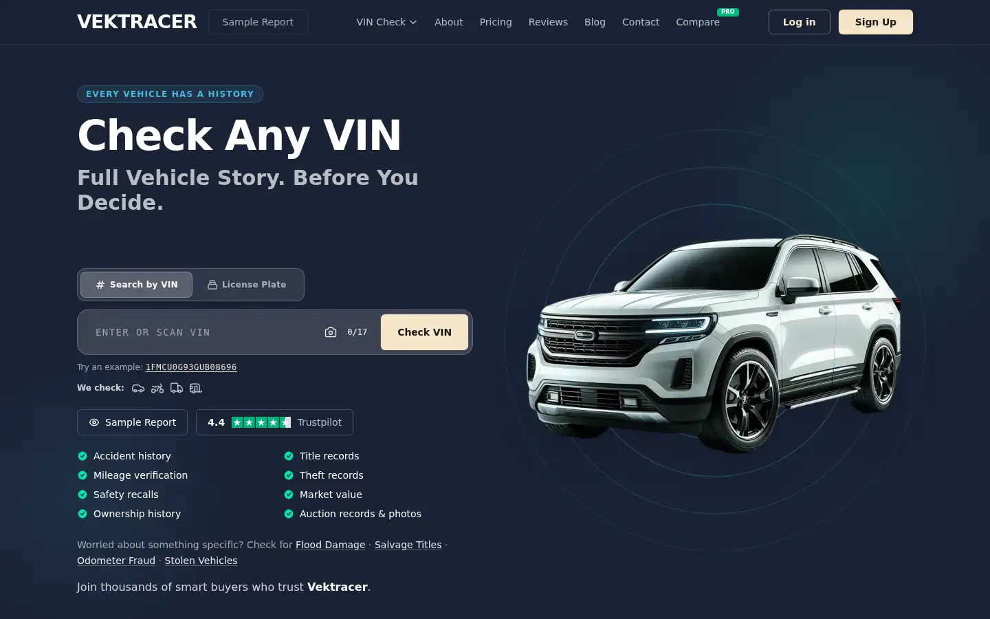 Screenshot of vektracer.com