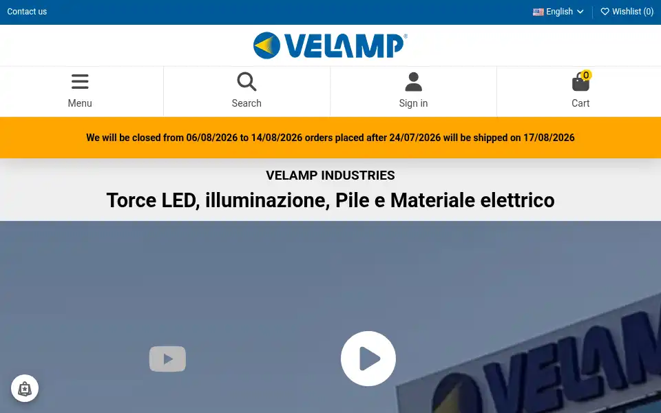Screenshot of velamp.com