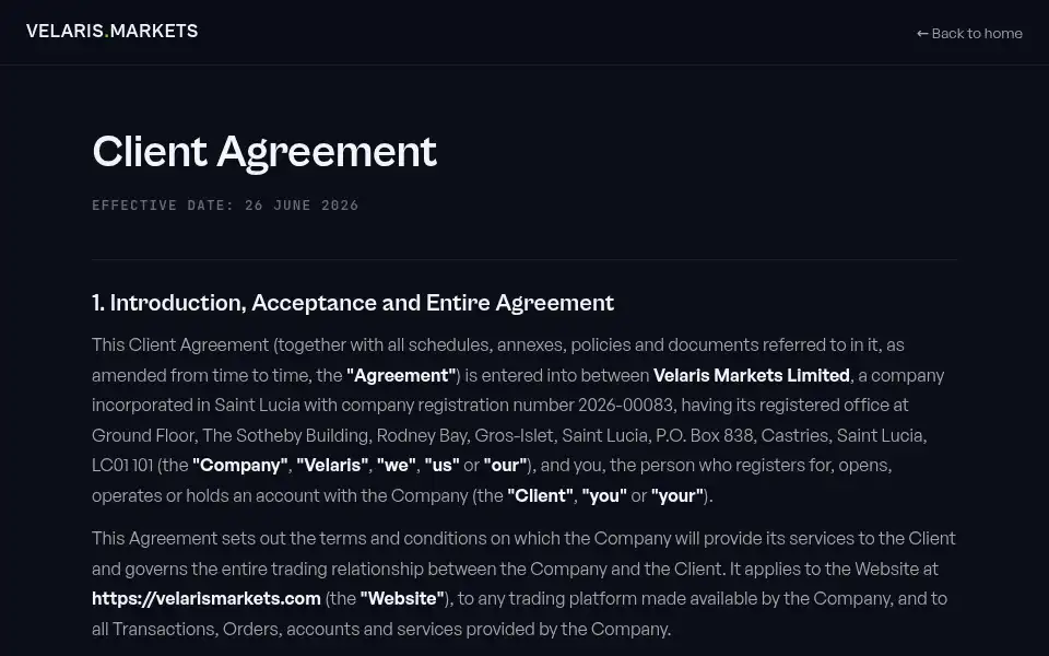 Screenshot of velarismarkets.com