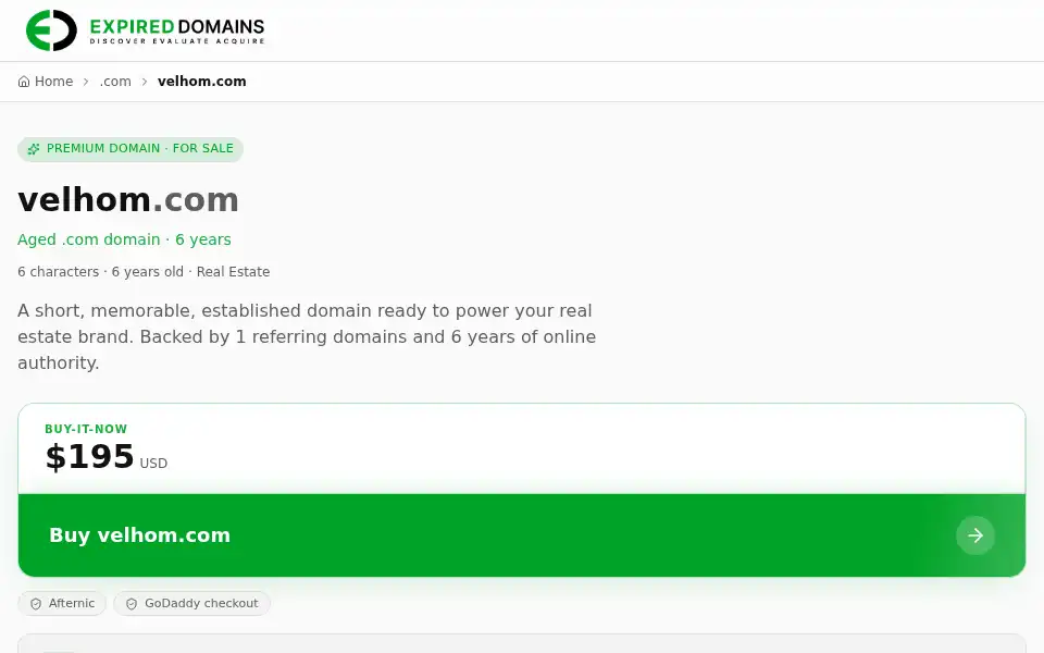 Screenshot of velhom.com