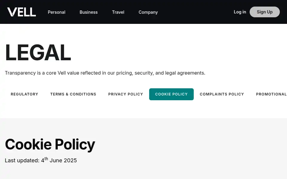 Screenshot of vell.net