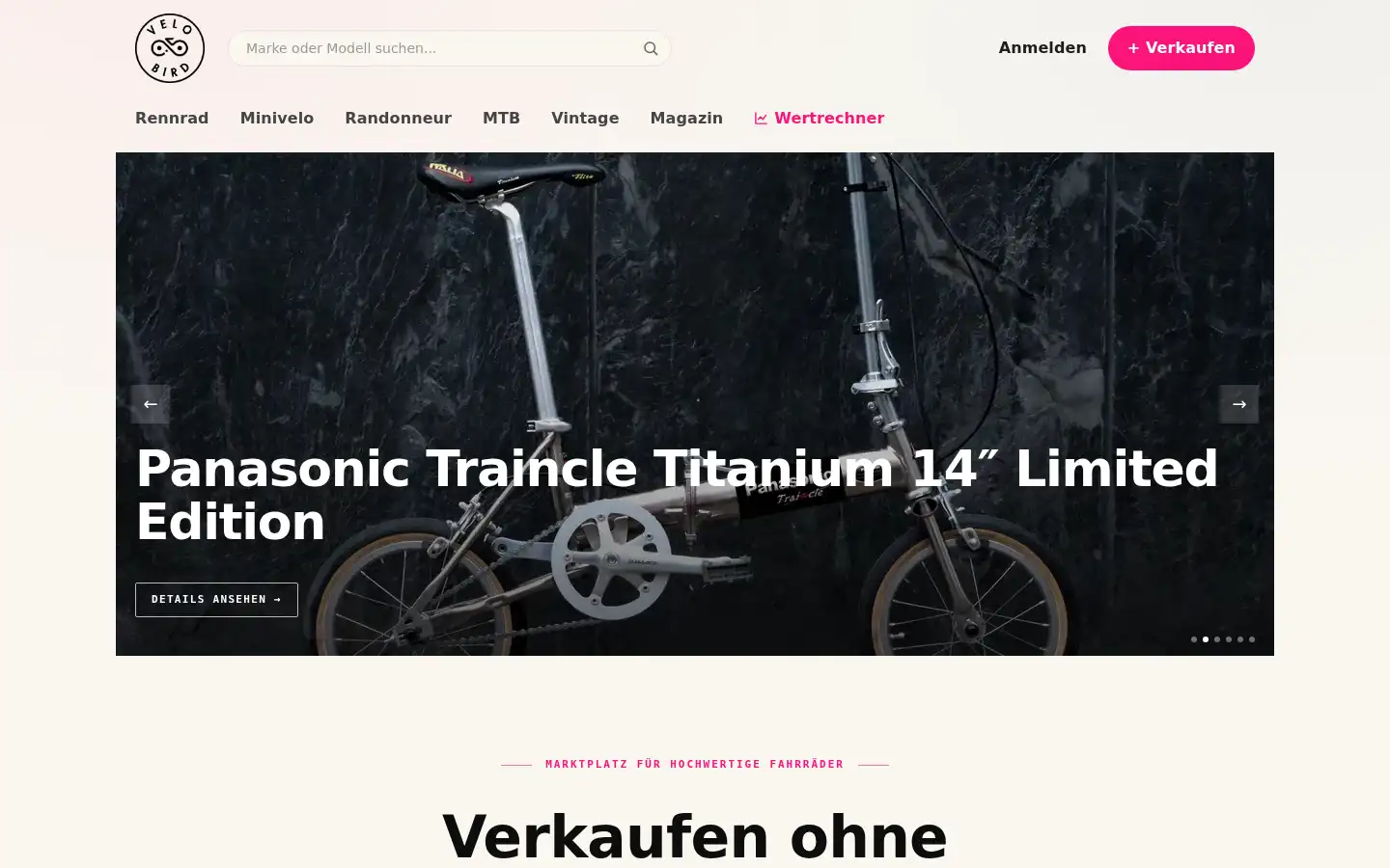Screenshot of velobird.com