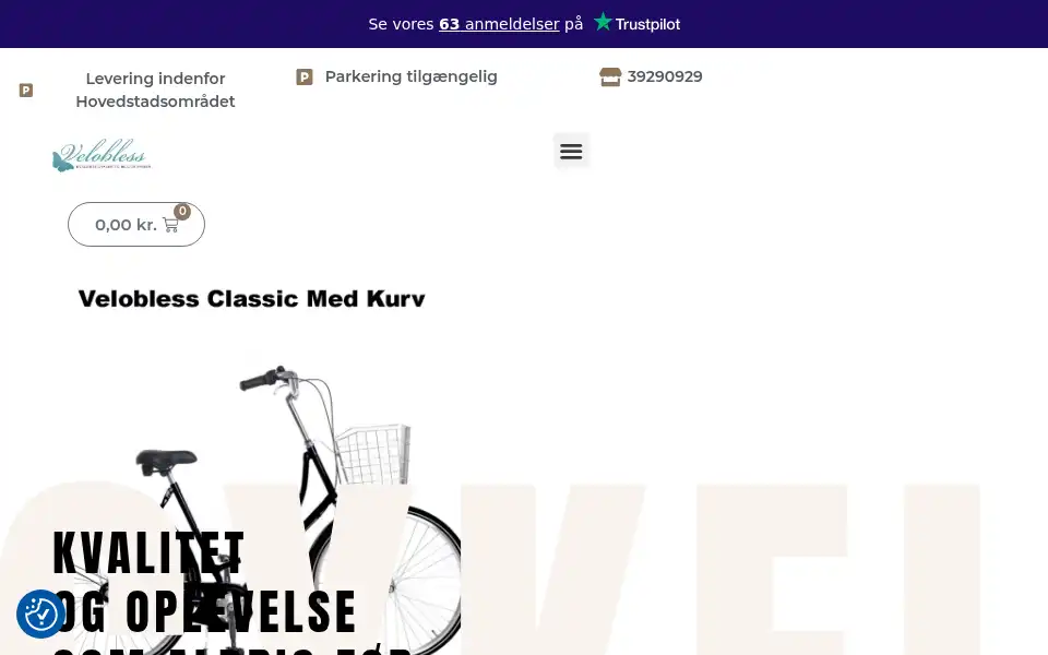 Screenshot of velobless.dk