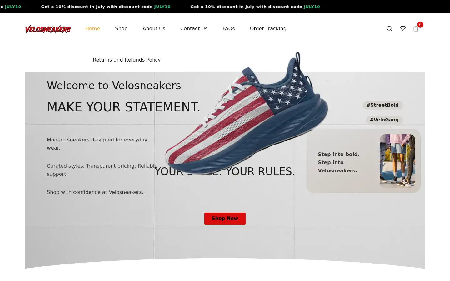 Screenshot of velosneakers.com