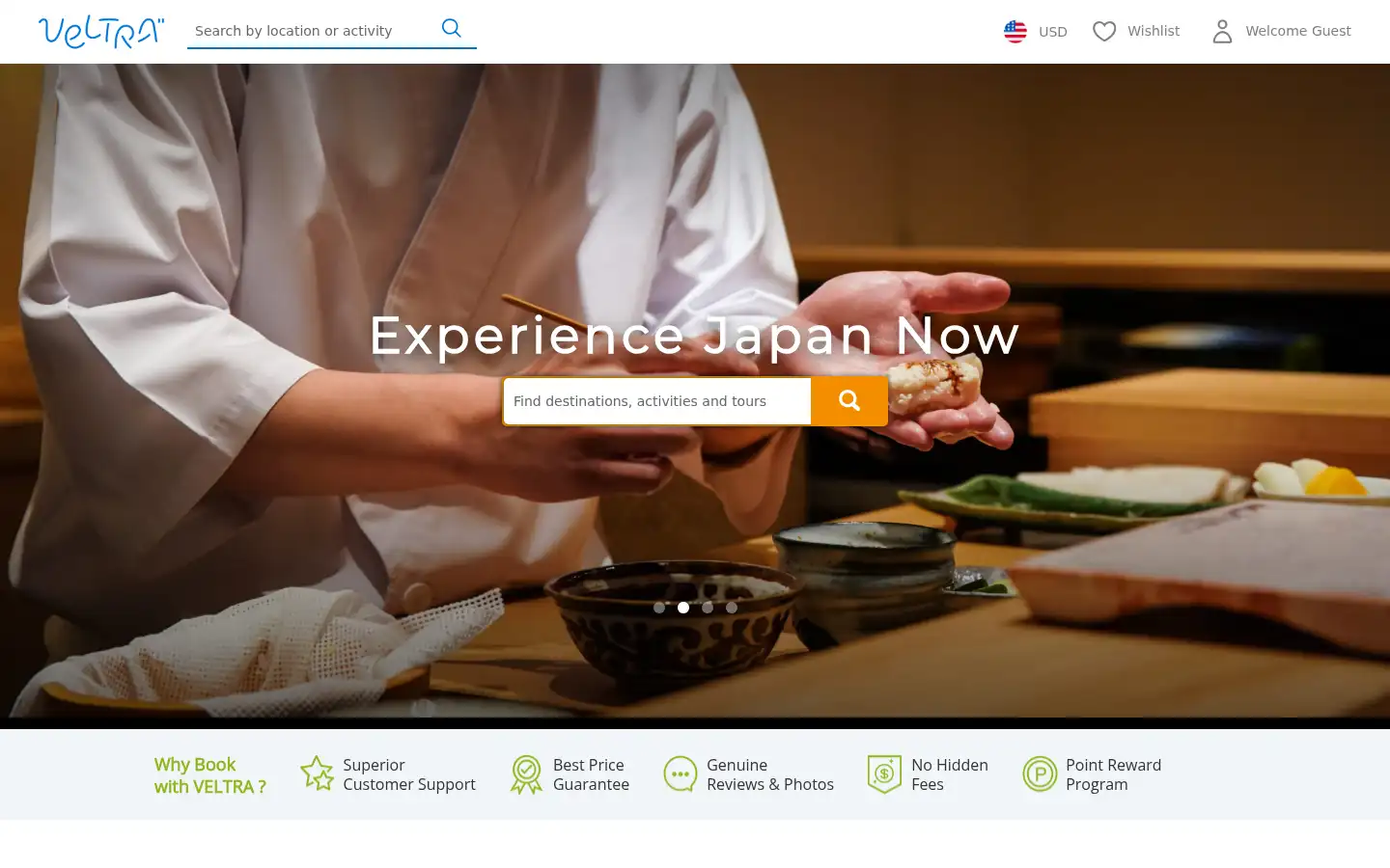 Screenshot of veltra.com