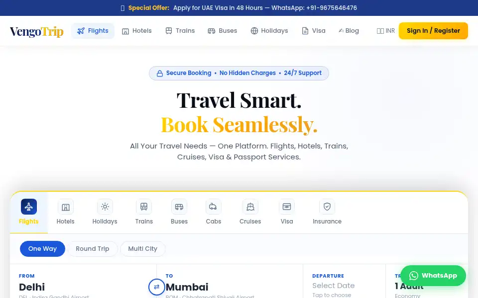 Screenshot of vengotrip.com