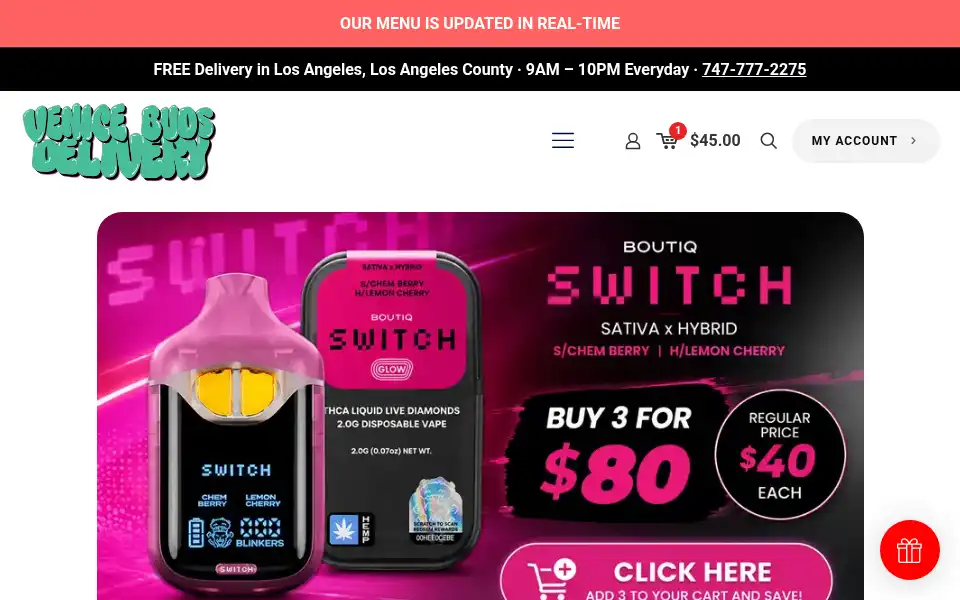 Screenshot of venicebudsdelivery.com