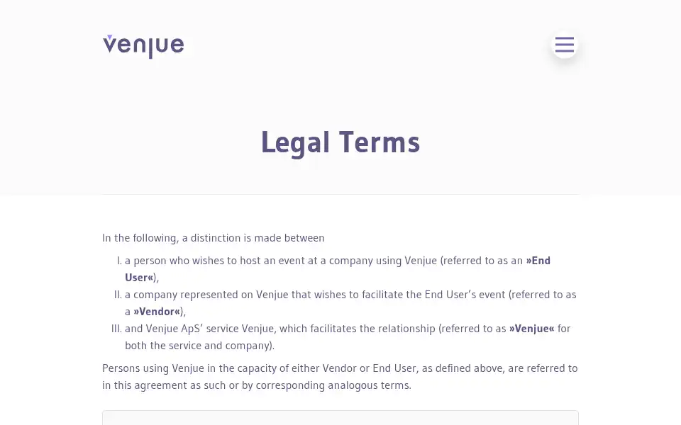 Screenshot of venjue.com