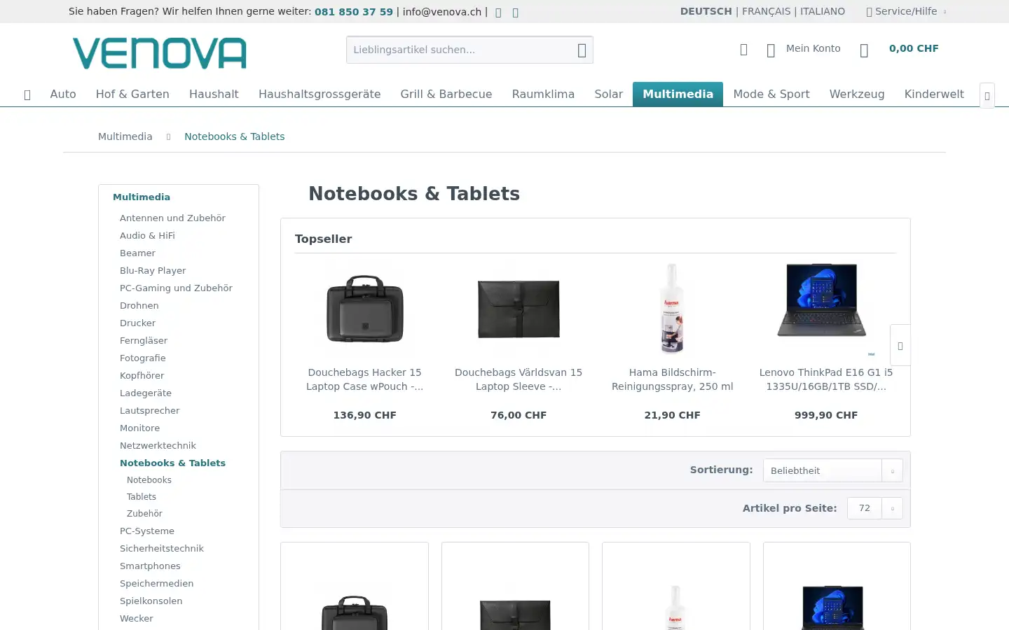 Screenshot of venova.ch