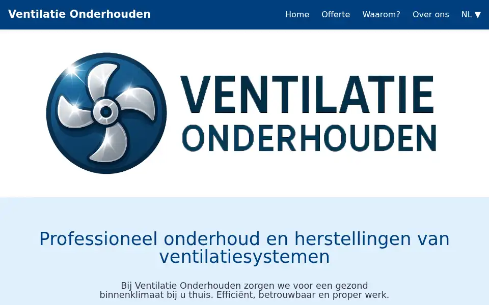 Screenshot of ventilatieonderhouden.be