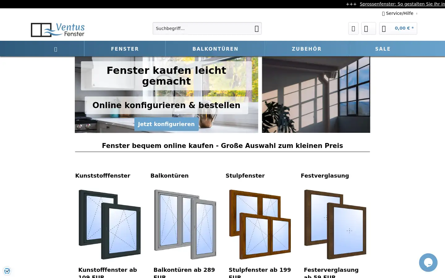 Screenshot of ventus-fenster.de