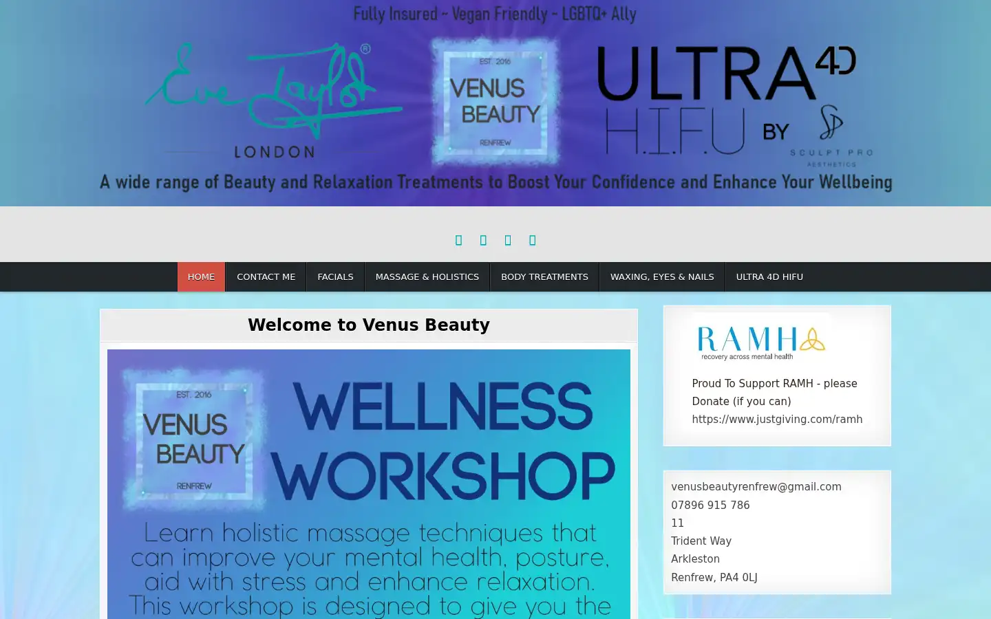 Screenshot of venusbeauty.scot