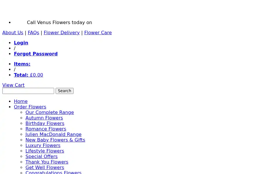 Screenshot of venusflowers.co.uk