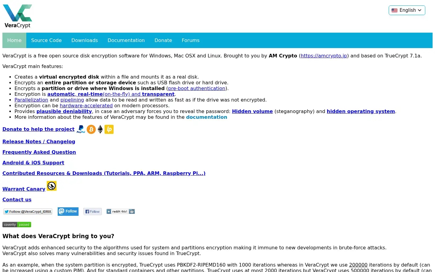 Screenshot of veracrypt.fr