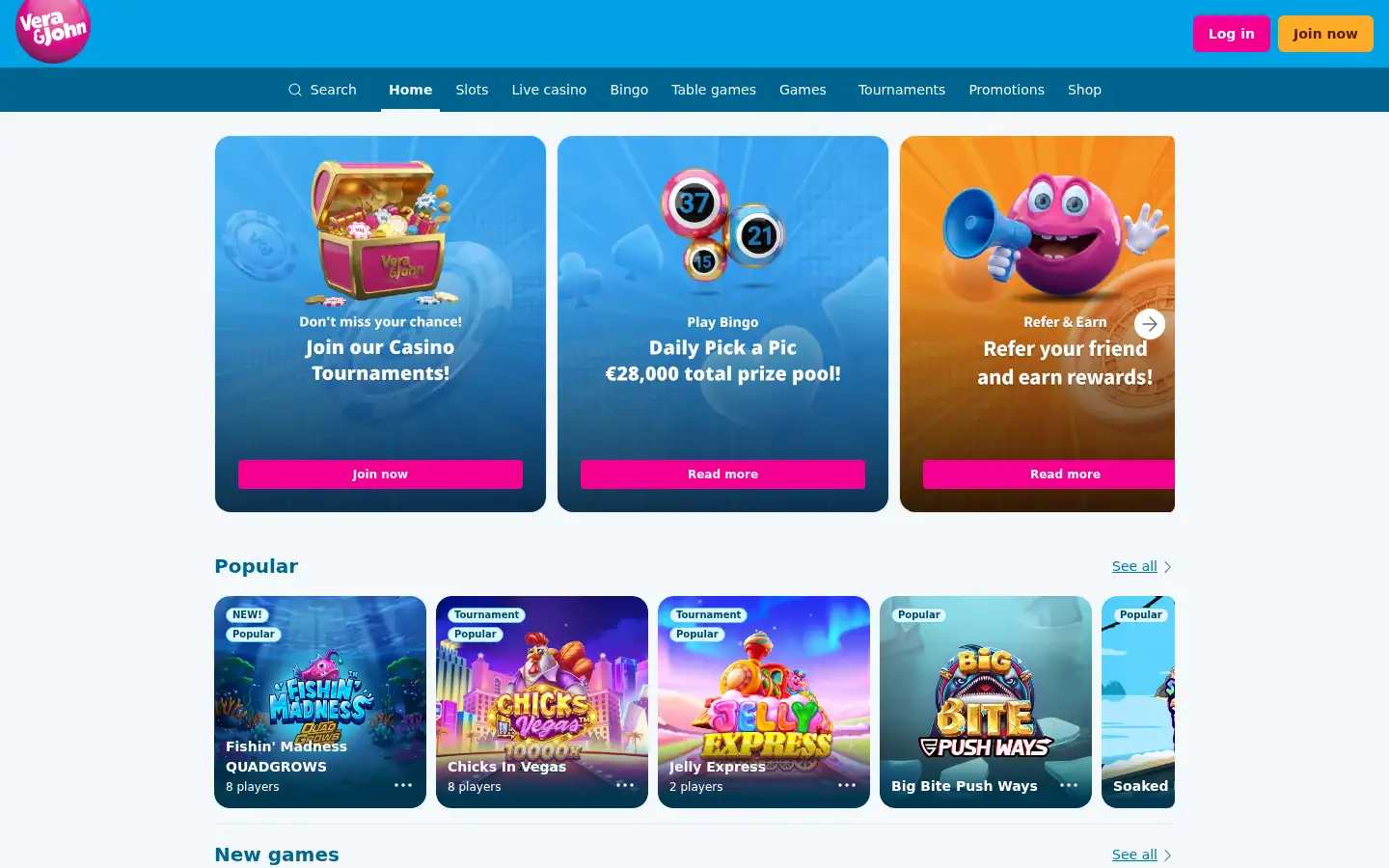 Screenshot of verajohn.com