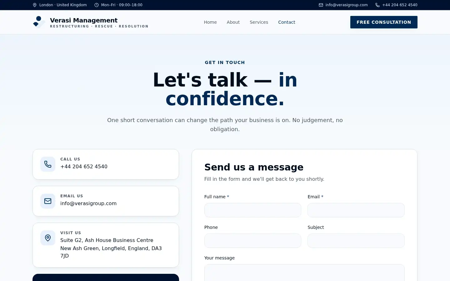 Screenshot of verasigroup.com