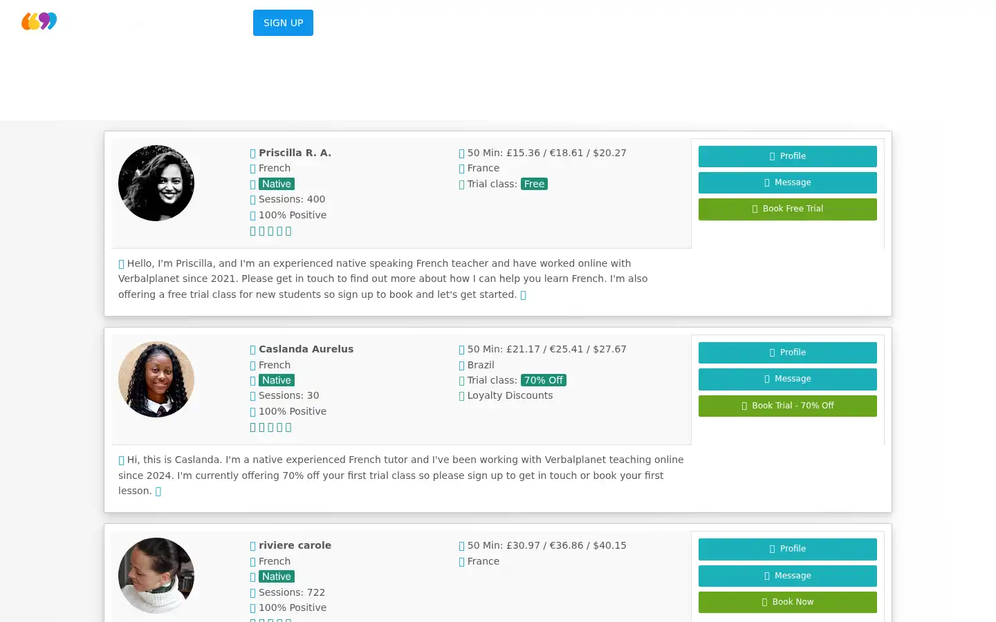 Screenshot of verbalplanet.com