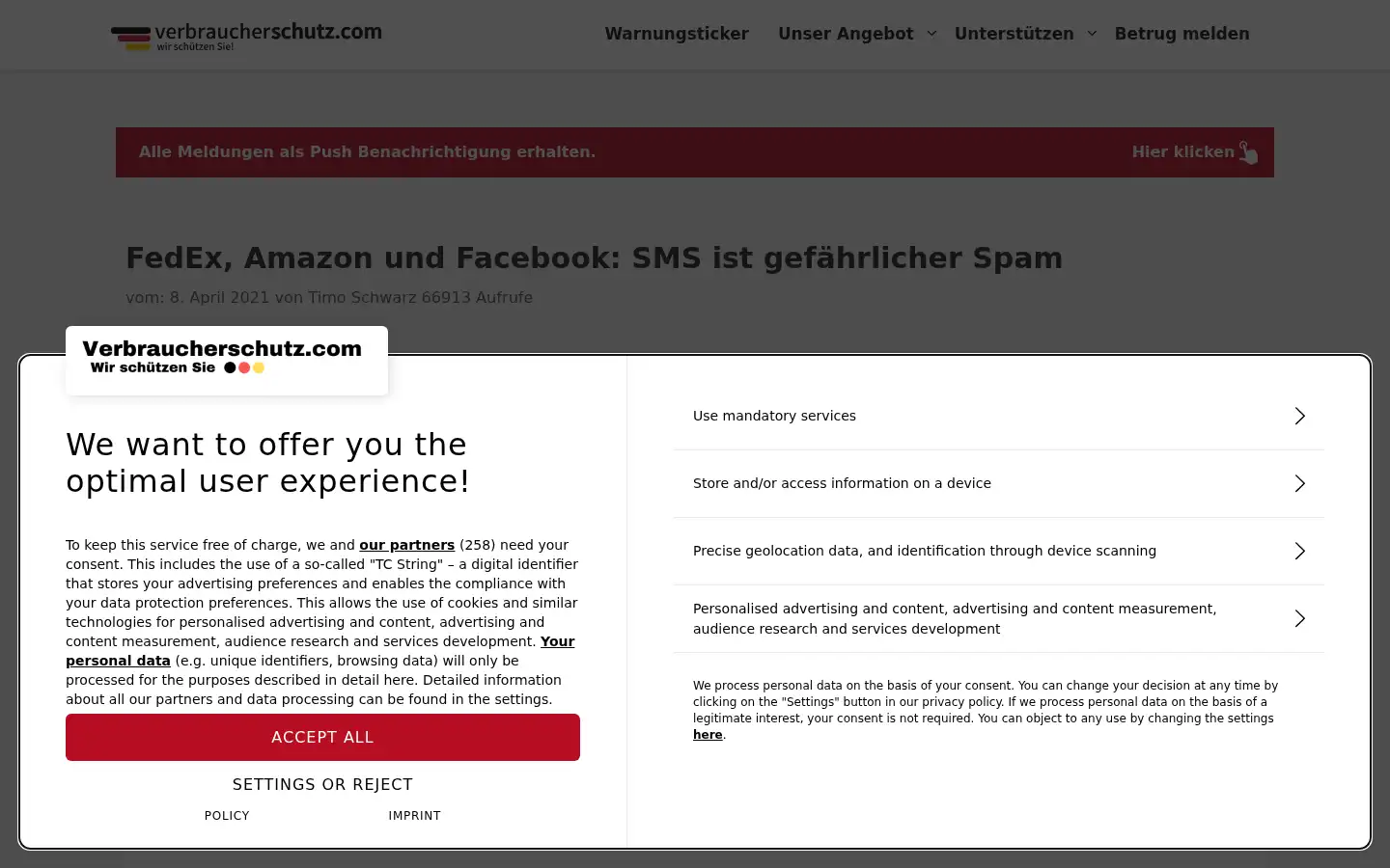 Screenshot of verbraucherschutz.com