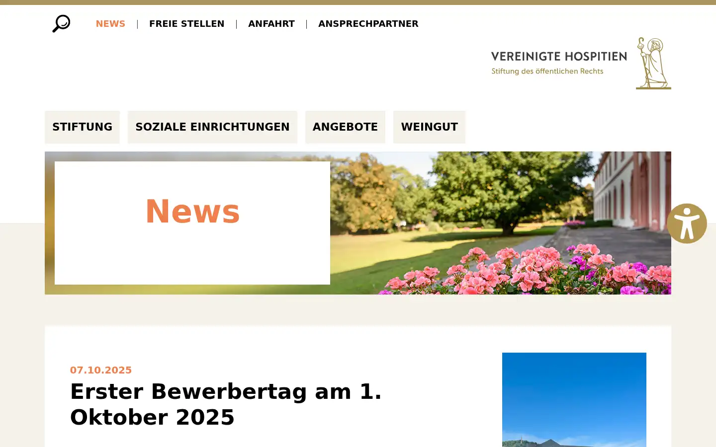 Screenshot of vereinigtehospitien.de
