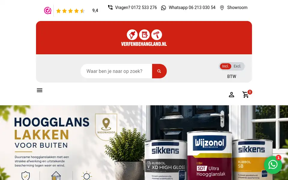 Screenshot of verfenbehangland.nl