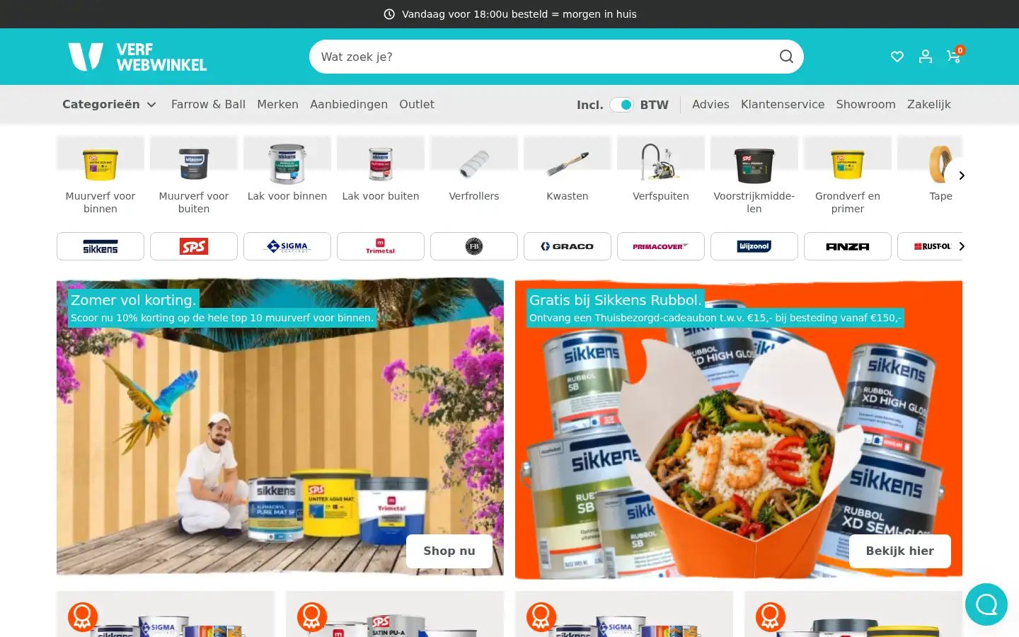 Screenshot of verfwebwinkel.nl