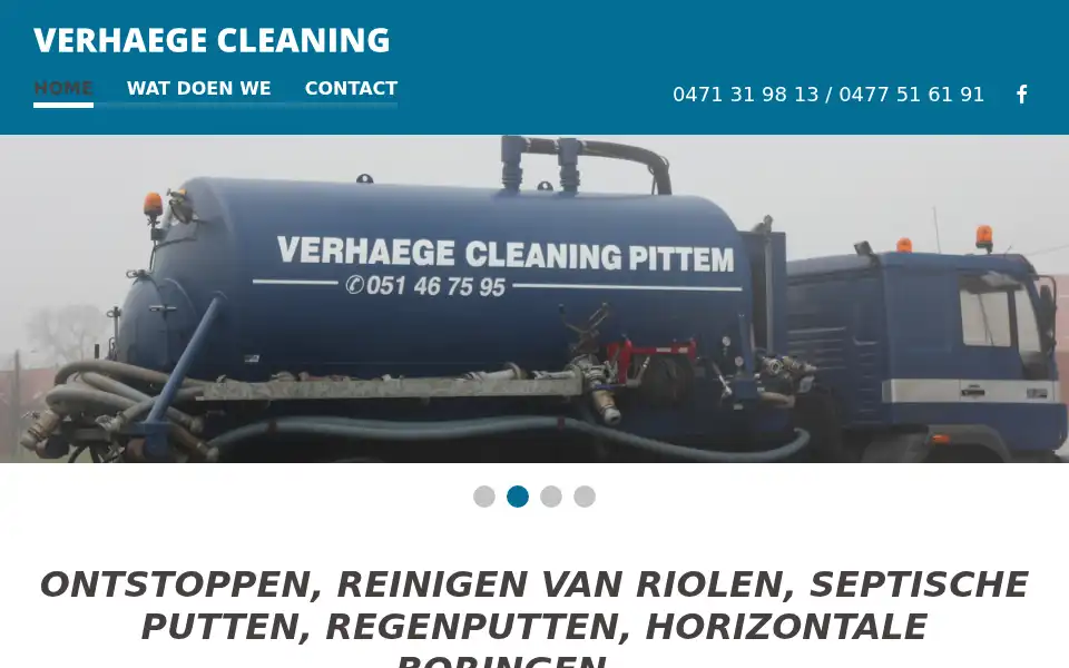 Screenshot of verhaegecleaning.be