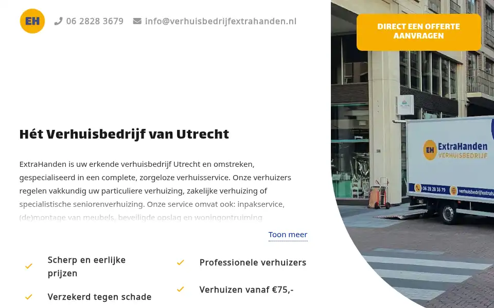 Screenshot of verhuisbedrijfextrahanden.nl