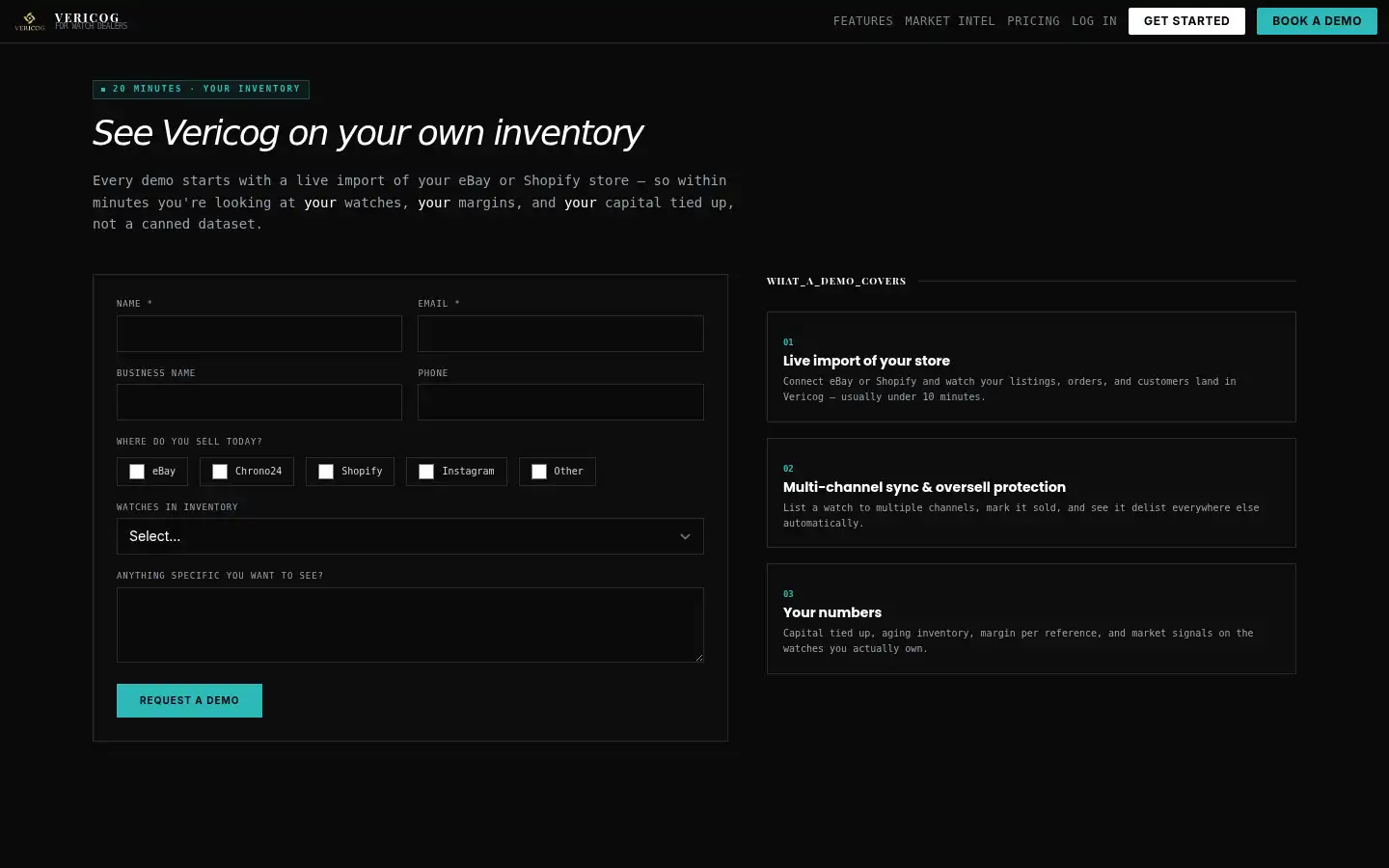 Screenshot of vericog.io