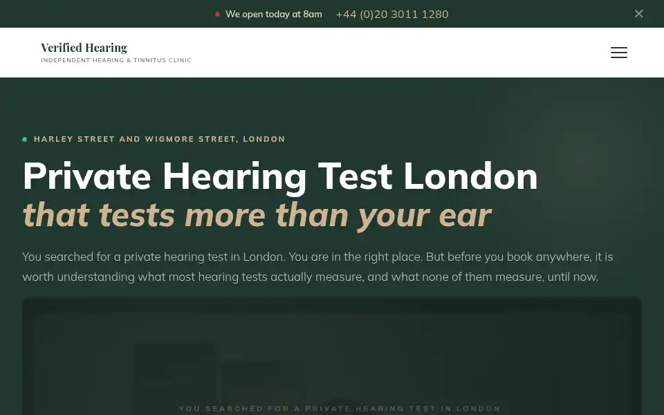 Screenshot of verifiedhearing.com