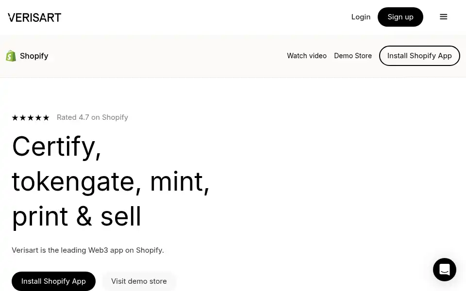 Screenshot of verisart.com