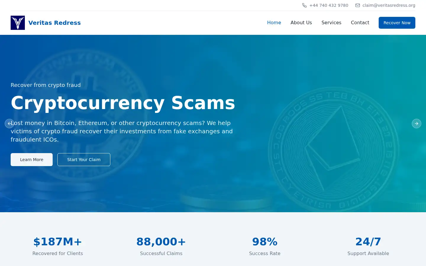 Screenshot of veritasredress.org