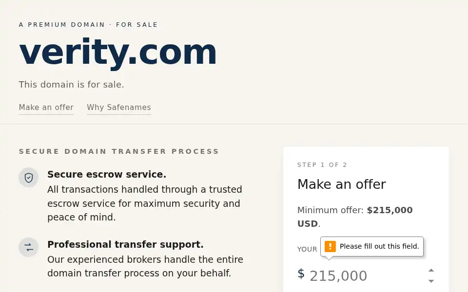 Screenshot of verity.com