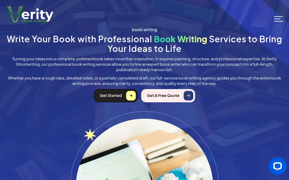 Screenshot of verityghostwriting.com