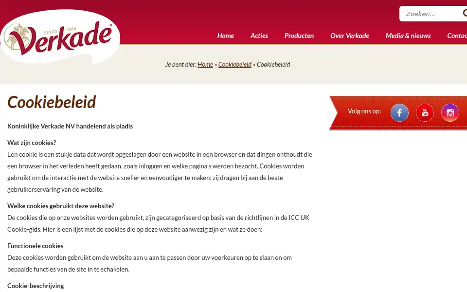 Screenshot of verkade.nl