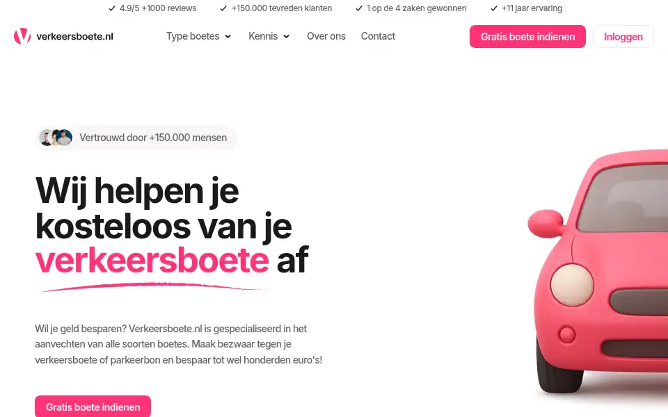 Screenshot of verkeersboete.nl