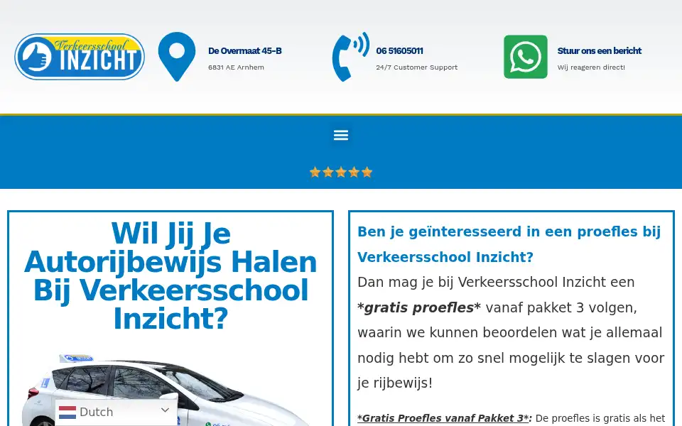 Screenshot of verkeersschool-inzicht.nl
