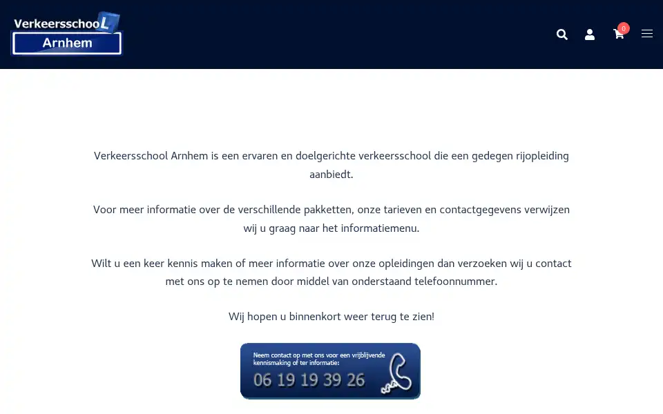 Screenshot of verkeersschoolarnhem.nl
