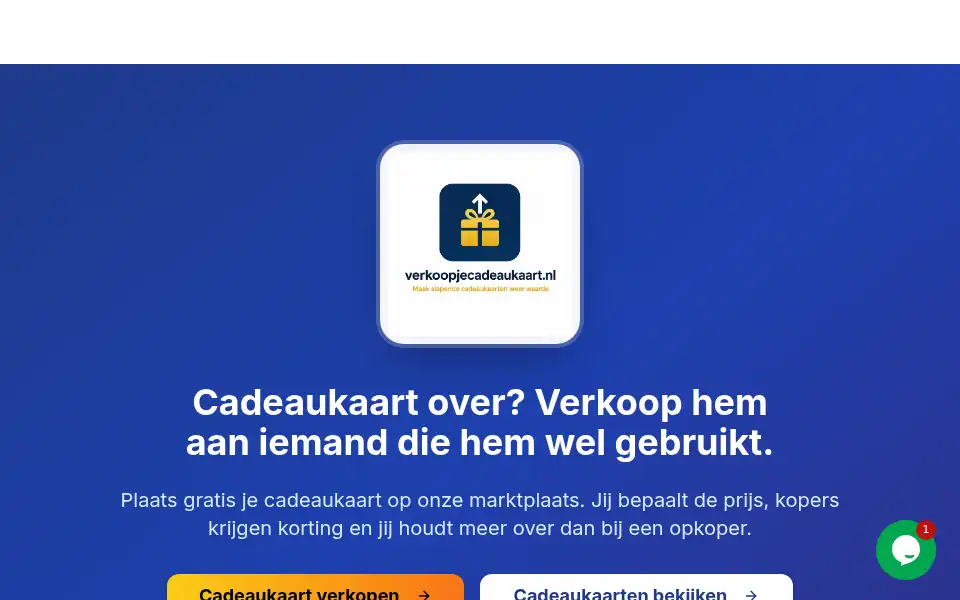Screenshot of verkoopjecadeaukaart.nl