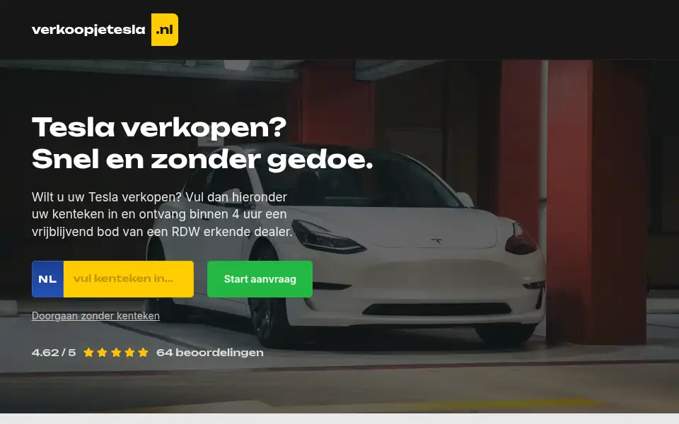Screenshot of verkoopjetesla.nl