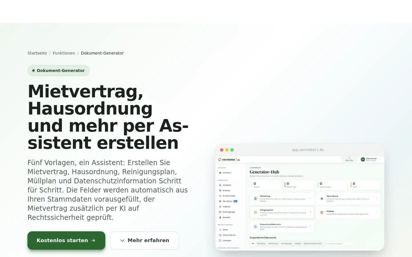 Screenshot of vermieter1.de